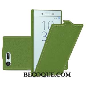 Sony Xperia X Compact Étui Protection Coque De Téléphone Vert Cuir Véritable Housse