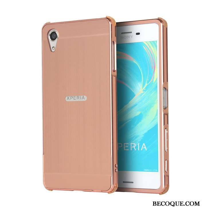 Sony Xperia Xa Coque Miroir Métal Incassable Rose Border Étui