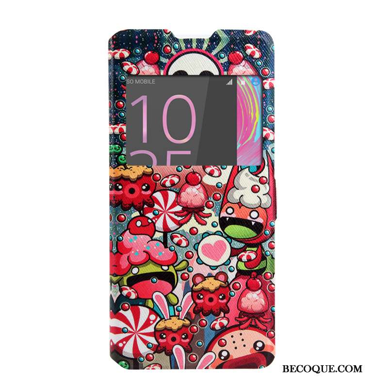 Sony Xperia Xa Coque Peinture Étui En Cuir Dessin Animé Housse Rouge