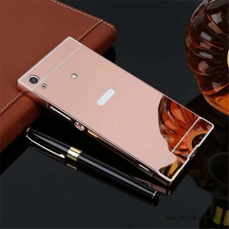 Sony Xperia Xa1 Border Étui Coque De Téléphone Protection Or Rose Miroir