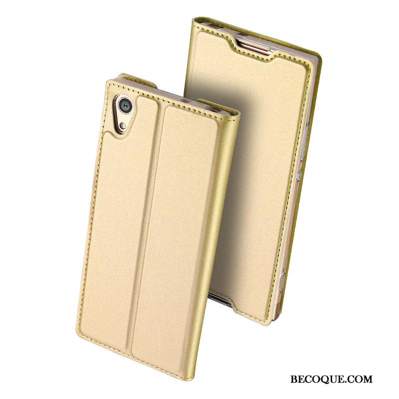 Sony Xperia Xa1 Business Étui En Cuir Protection Or Housse Coque