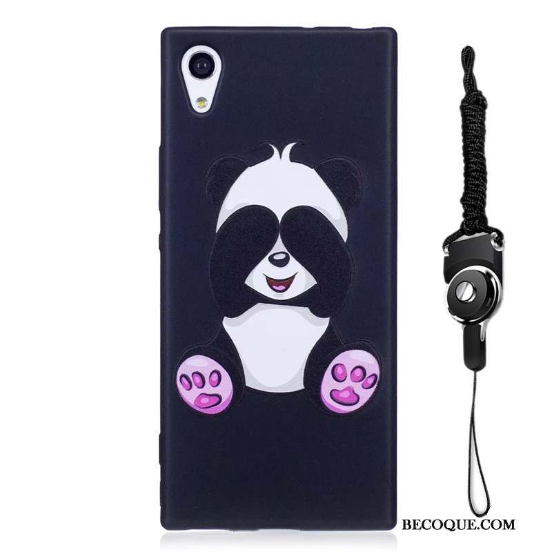 Sony Xperia Xa1 Coque De Téléphone Peinture Noir Délavé En Daim Tendance Dessin Animé