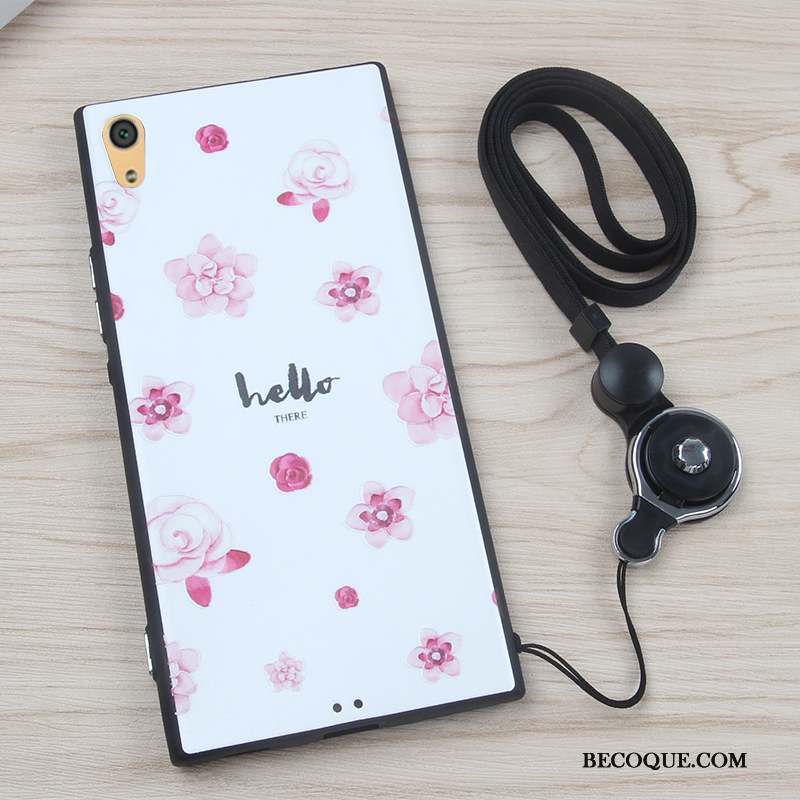 Sony Xperia Xa1 Ornements Suspendus Coque De Téléphone Incassable Fleurs Rose Silicone