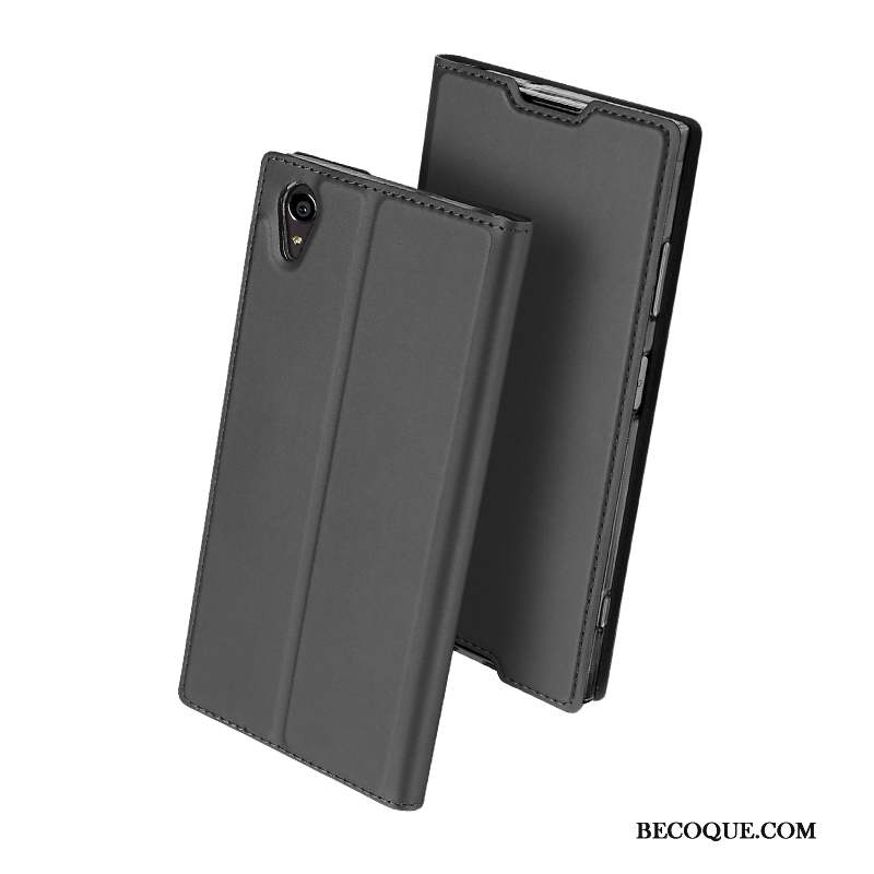 Sony Xperia Xa1 Plus Coque Protection Noir Carte Incassable Étui En Cuir Téléphone Portable