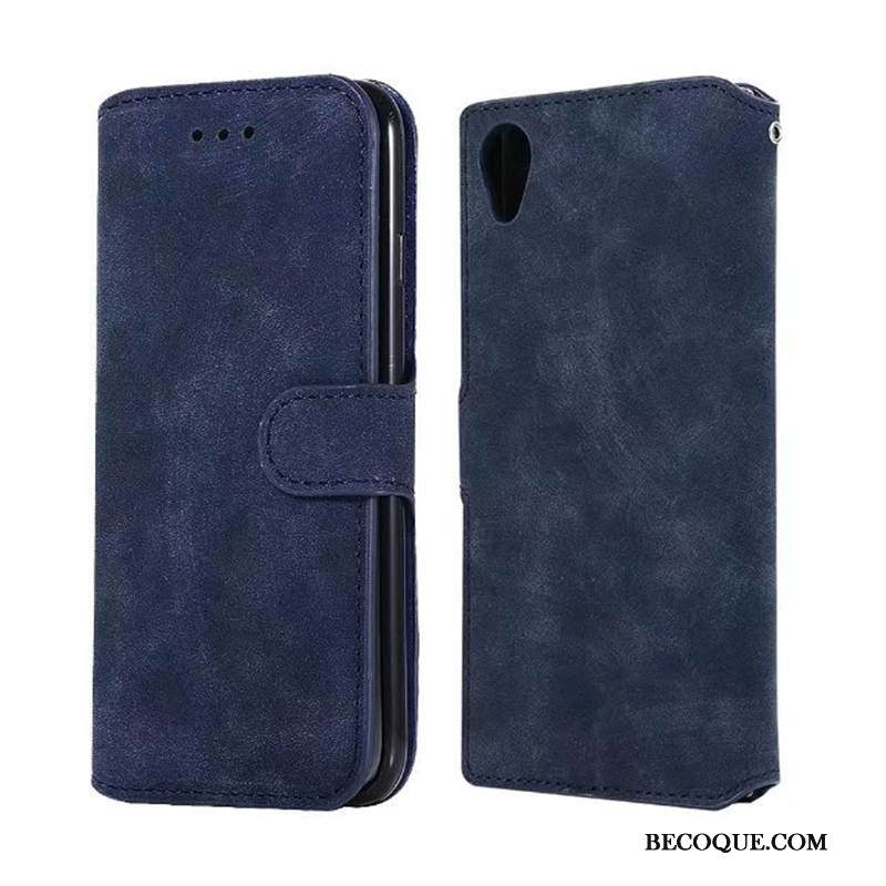 Sony Xperia Xa1 Plus Étui Carte Coque De Téléphone Étui En Cuir Bleu Protection