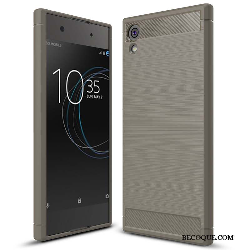 Sony Xperia Xa1 Protection Gris Fibre Tout Compris Coque De Téléphone Étui