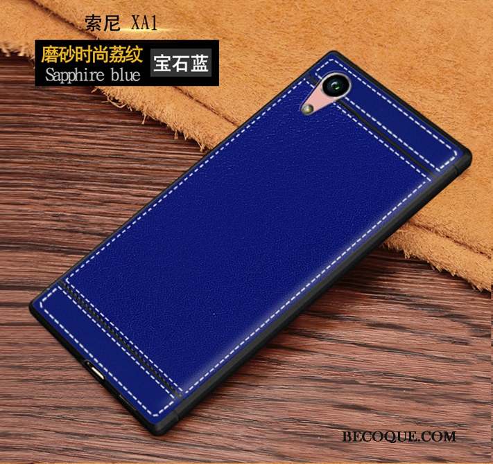 Sony Xperia Xa1 Ultra Coque Tout Compris Téléphone Portable Silicone Délavé En Daim Bleu Étui