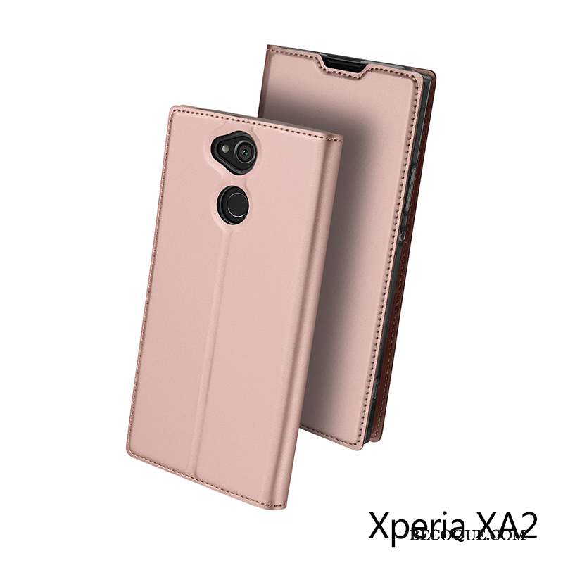 Sony Xperia Xa2 Étui En Cuir Protection Carte Or Rose Coque Téléphone Portable