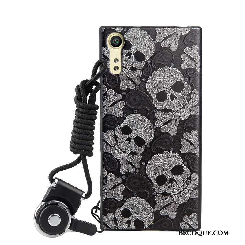 Sony Xperia Xz Noir Coque De Téléphone Ornements Suspendus Silicone Étui Protection