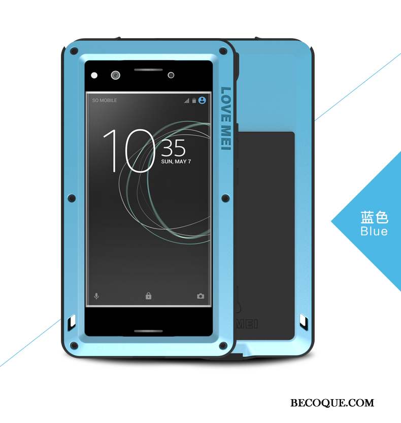 Sony Xperia Xz Premium Incassable Bleu Protection Coque De Téléphone Métal Silicone