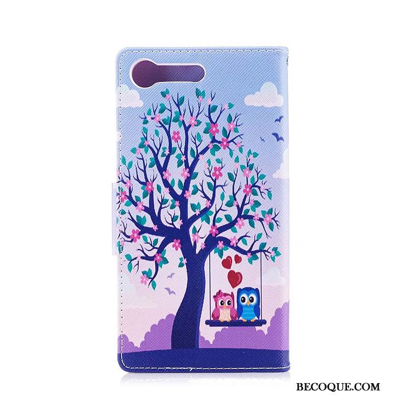 Sony Xperia Xz Premium Peinture Housse Étui Coque De Téléphone Violet Étui En Cuir