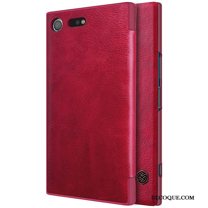 Sony Xperia Xz Premium Étui En Cuir Rouge Téléphone Portable Business Carte Coque De Téléphone