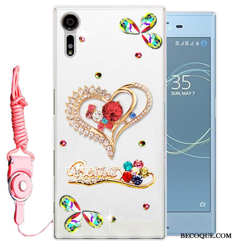 Sony Xperia Xz Strass Fluide Doux Protection Blanc Coque De Téléphone Étui