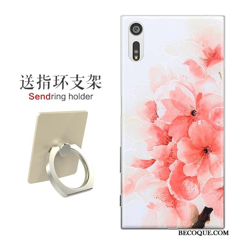 Sony Xperia Xz Étui Fleurs Rose Coque De Téléphone Gaufrage Protection