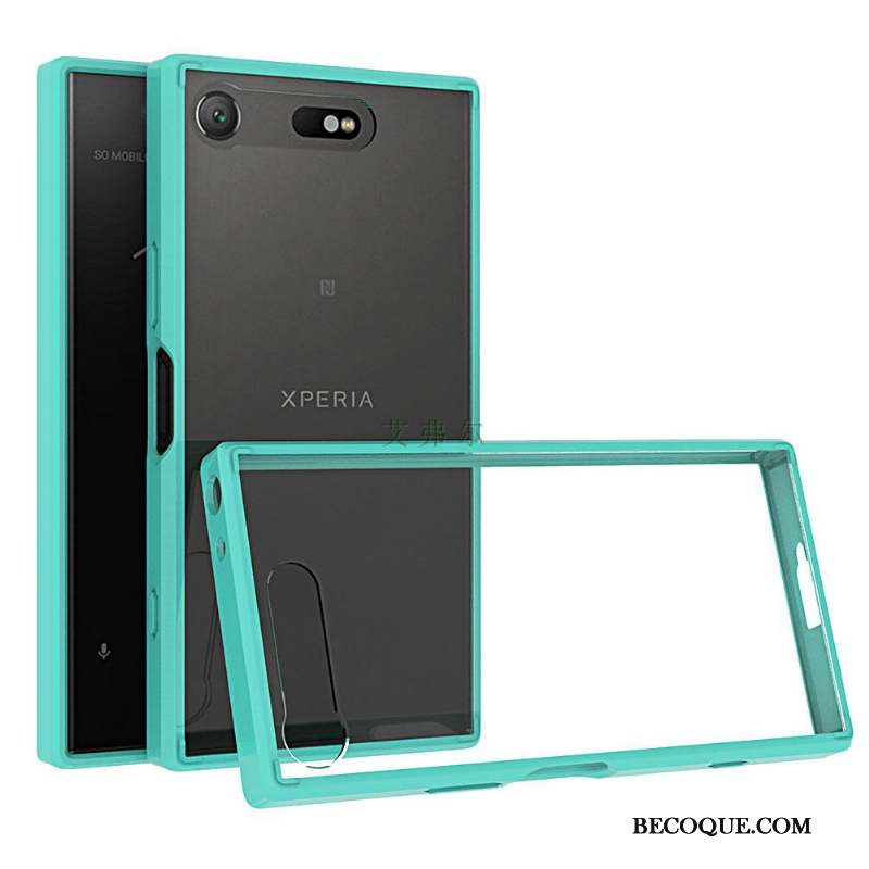 Sony Xperia Xz1 Compact Coque De Téléphone Vert Téléphone Portable Protection Bleu Étui