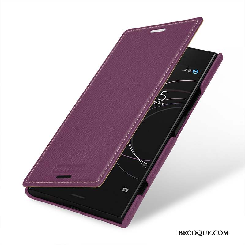 Sony Xperia Xz1 Compact Housse Coque Cuir Véritable Étui De Téléphone Incassable