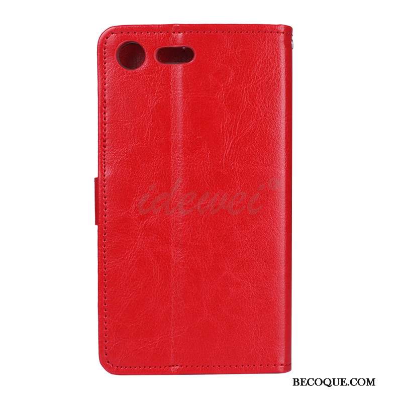 Sony Xperia Xz1 Compact Housse Protection Téléphone Portable Étui En Cuir Rouge Coque De Téléphone