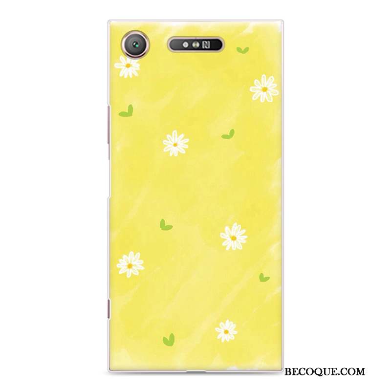 Sony Xperia Xz1 Coque Créatif Protection Jaune Vintage Étui Peinture