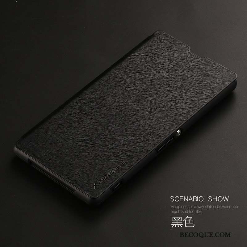 Sony Xperia Z1 Noir Clamshell Étui En Cuir Tout Compris Téléphone Portable Coque De Téléphone