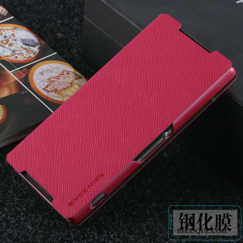 Sony Xperia Z2 Business Étui En Cuir Coque De Téléphone Rouge Incassable Protection