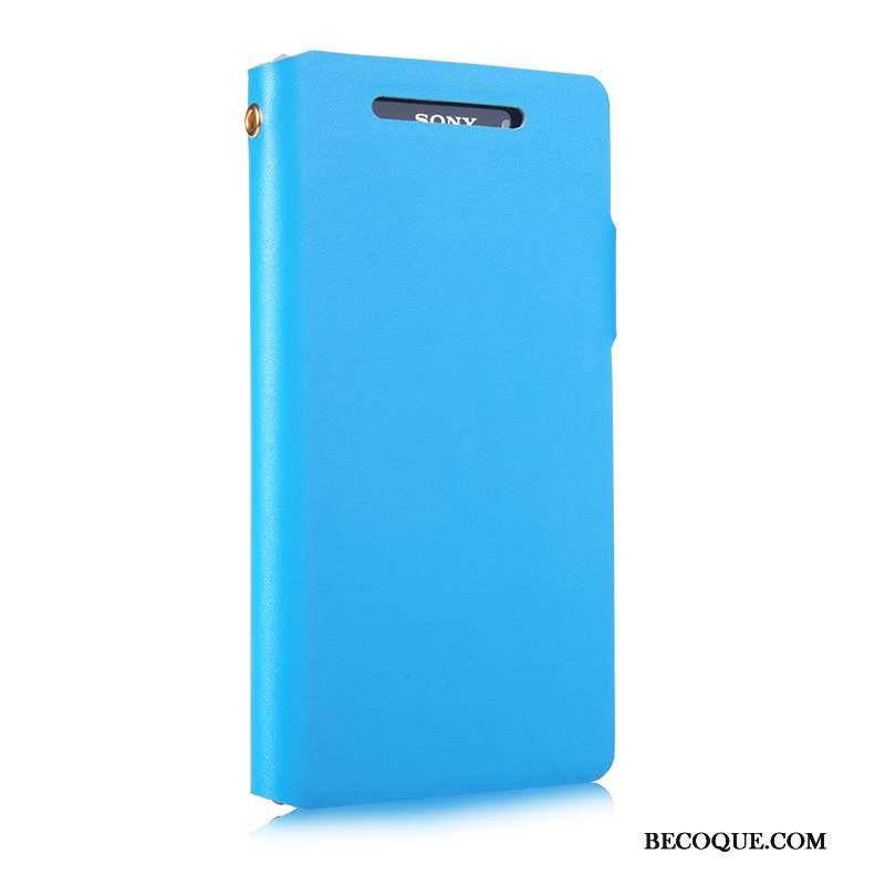 Sony Xperia Z2 Étui Étui En Cuir Téléphone Portable Coque De Téléphone Bleu Protection