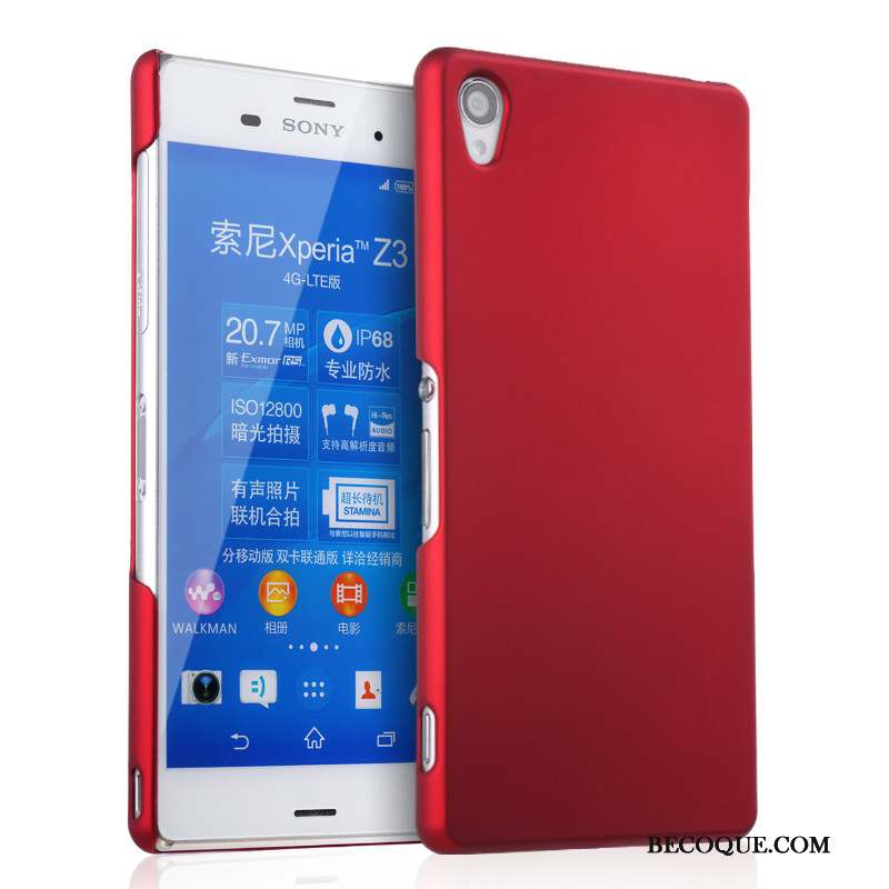 Sony Xperia Z3 Protection Difficile Étui Rouge Coque Délavé En Daim