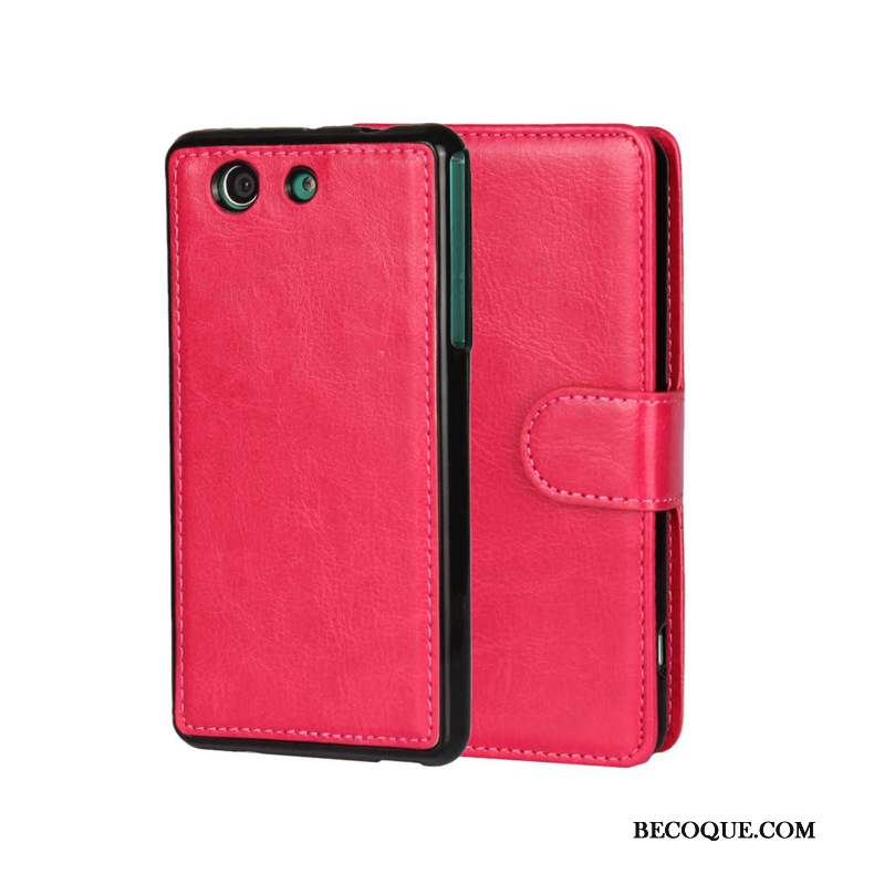 Sony Xperia Z3 Protection Étui Rouge Étui En Cuir Coque Téléphone Portable
