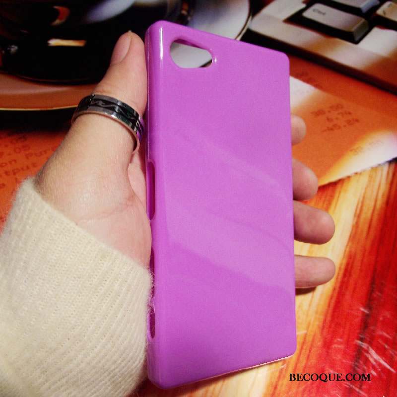 Sony Xperia Z5 Compact Violet Étui Coque Protection Support Fluide Doux