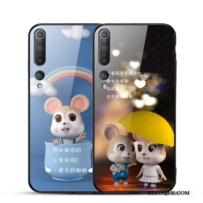 Xiaomi Mi 10 Coque Dessin Animé Personnalité Fluide Doux Créatif Verre Trempé Protection