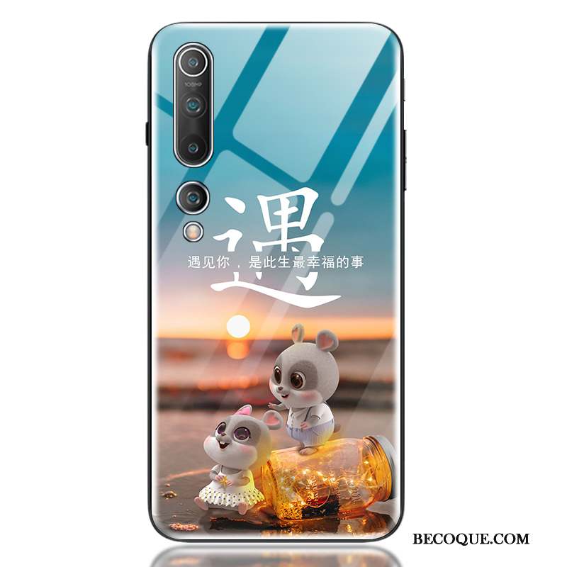 Xiaomi Mi 10 Coque Rat Protection Fluide Doux Charmant Bleu Petit