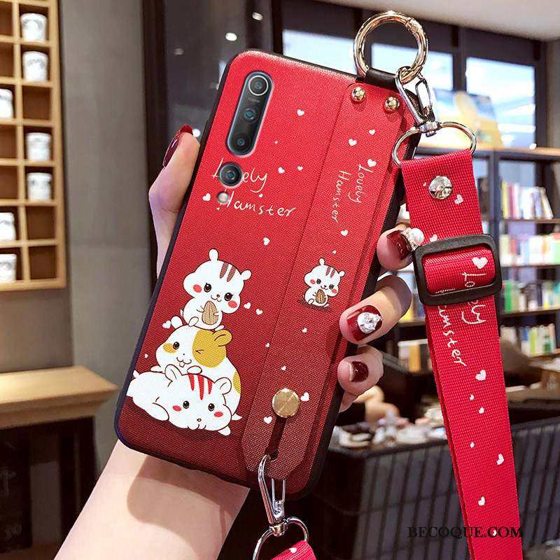 Xiaomi Mi 10 Coque Étui Dessin Animé Protection Silicone Incassable Rouge