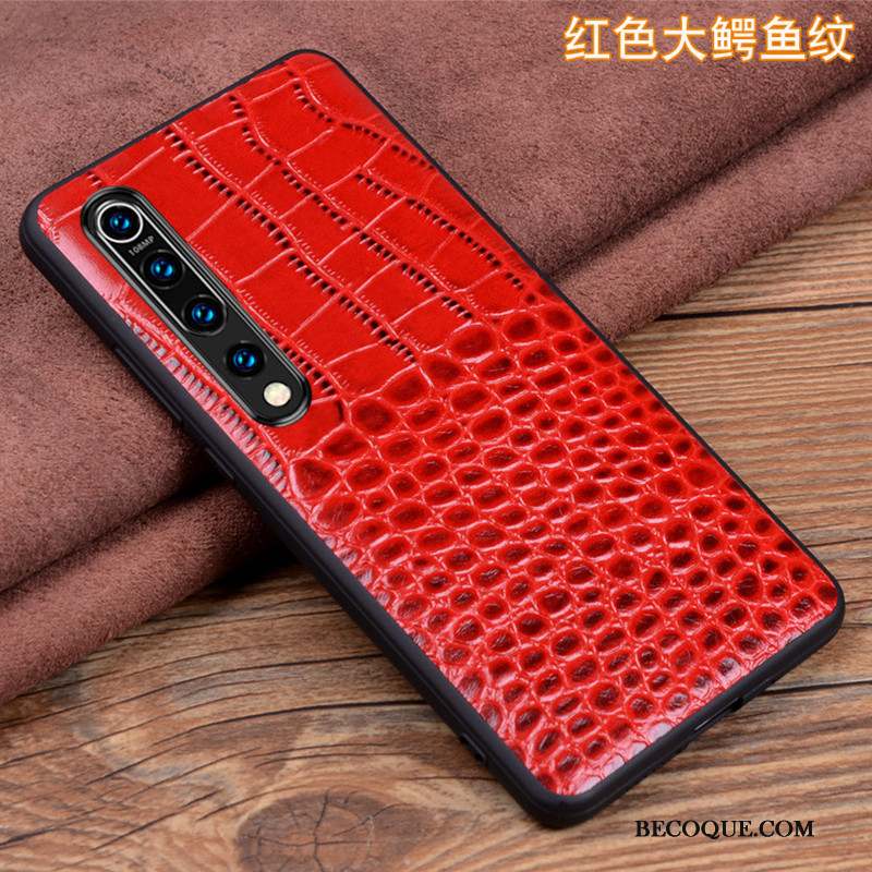 Xiaomi Mi 10 Petit Coque De Téléphone Cuir Cuir Véritable Rouge Tout Compris