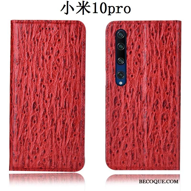 Xiaomi Mi 10 Pro Coque Oiseau Petit Housse Tout Compris Étui En Cuir Rouge