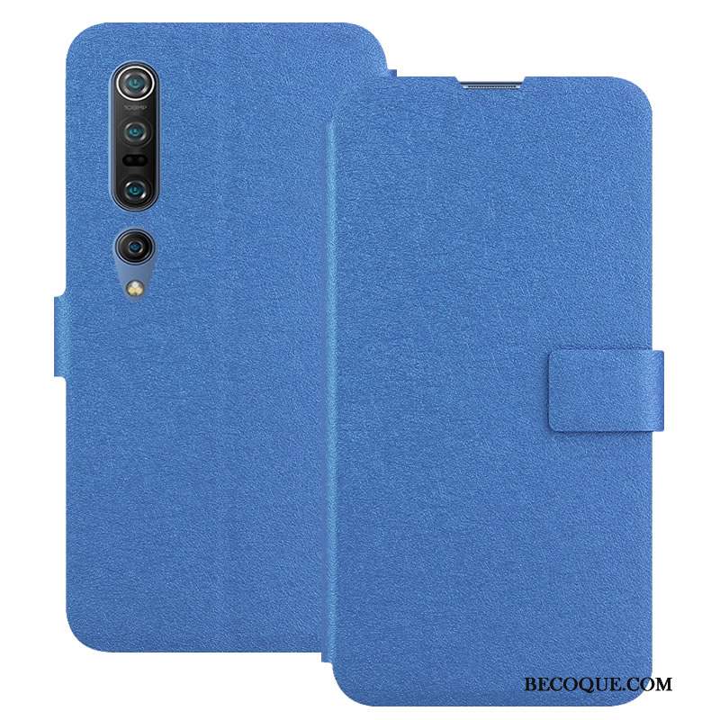 Xiaomi Mi 10 Pro Coque Protection Boucle Carte Petit Bleu Housse