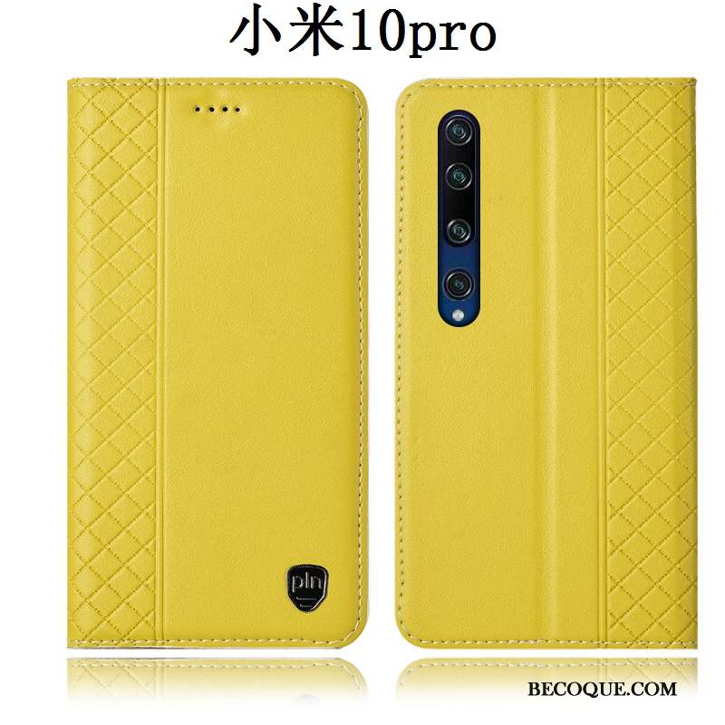 Xiaomi Mi 10 Pro Protection Coque De Téléphone Incassable Étui Jaune Étui En Cuir