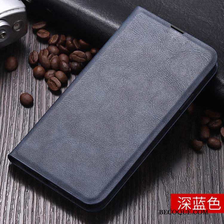 Xiaomi Mi 10 Pro Étui En Cuir Simple Coque De Téléphone Clamshell Bleu Incassable