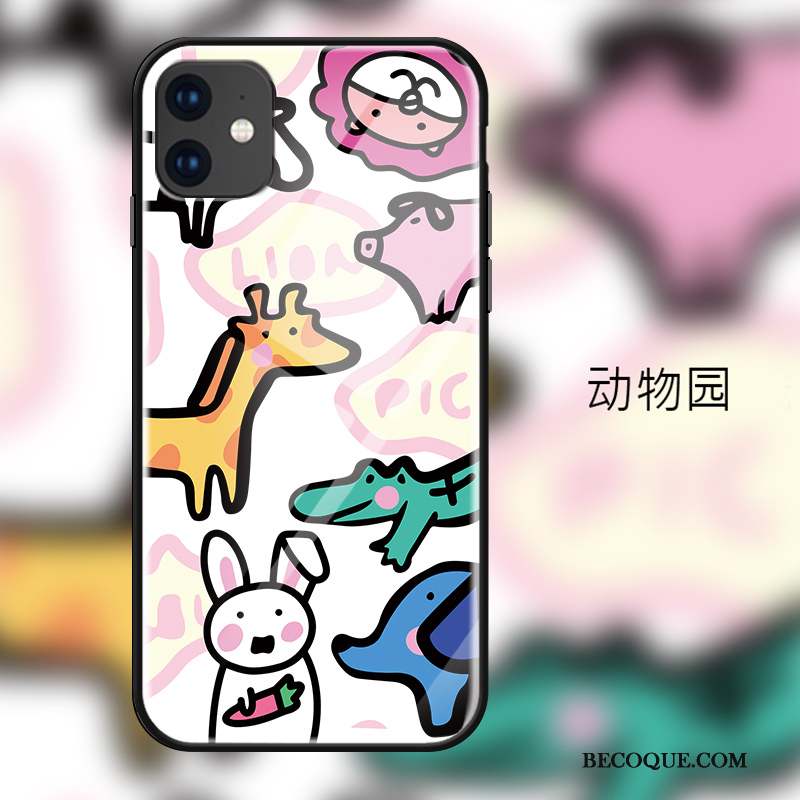 iPhone 11 Charmant Coque De Téléphone Dessin Animé Verre Étui Animal