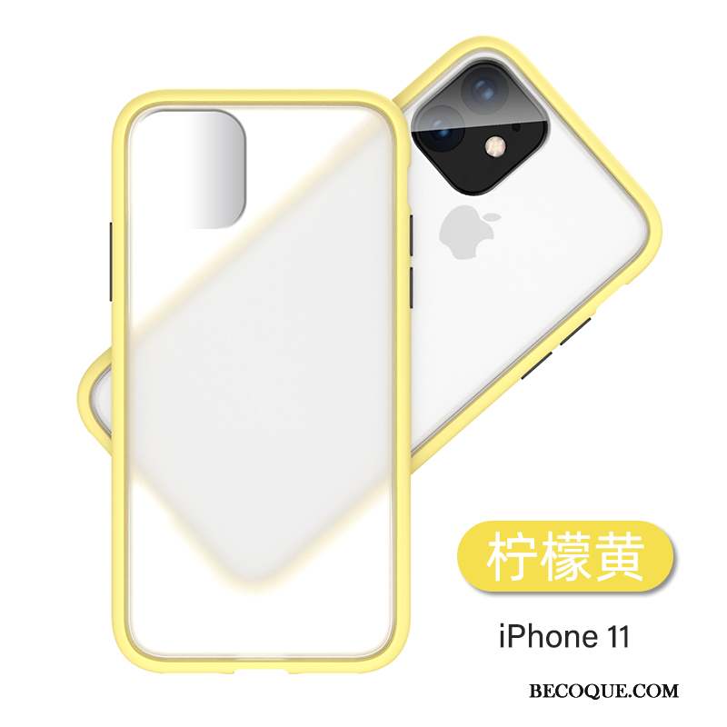 iPhone 11 Coque De Téléphone Incassable Marque De Tendance Jaune Transparent Délavé En Daim