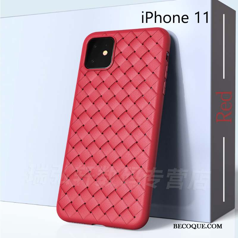 iPhone 11 Coque De Téléphone Protection Rouge Tissage Étui Refroidissement