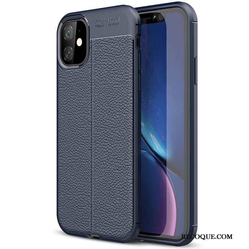 iPhone 11 Coque Litchi Fluide Doux En Silicone Protection Étui