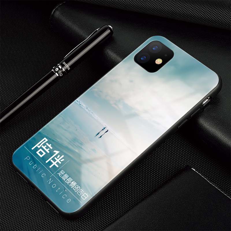 iPhone 11 Paysage Coque De Téléphone Tout Compris Verre Protection Bleu