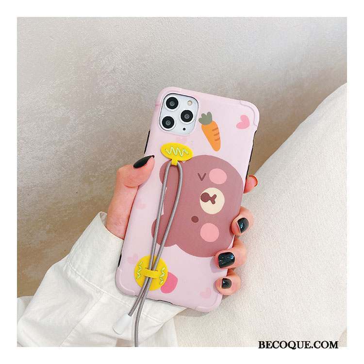 iPhone 11 Pro Charmant Coque De Téléphone Étui Rose Ours Silicone