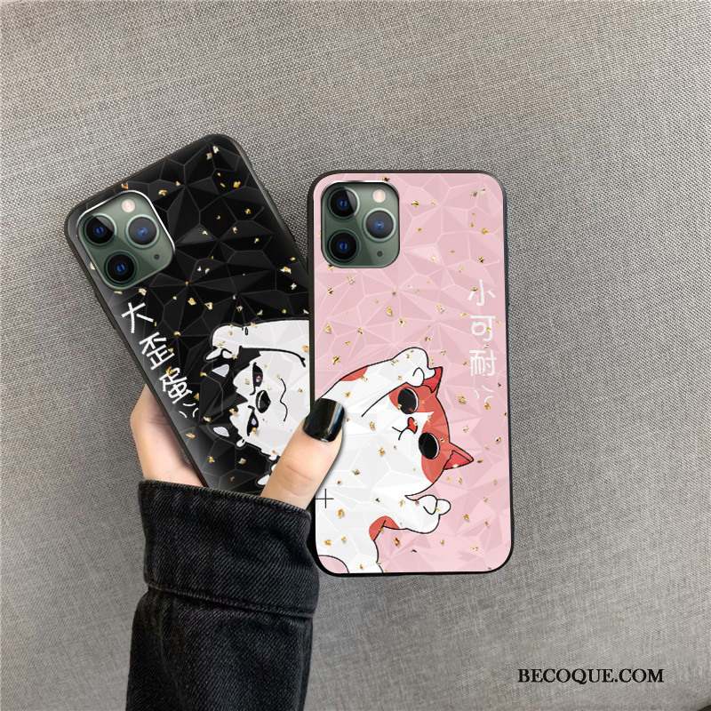 iPhone 11 Pro Coque De Téléphone Losange Modèle Fleurie Noir Tendance