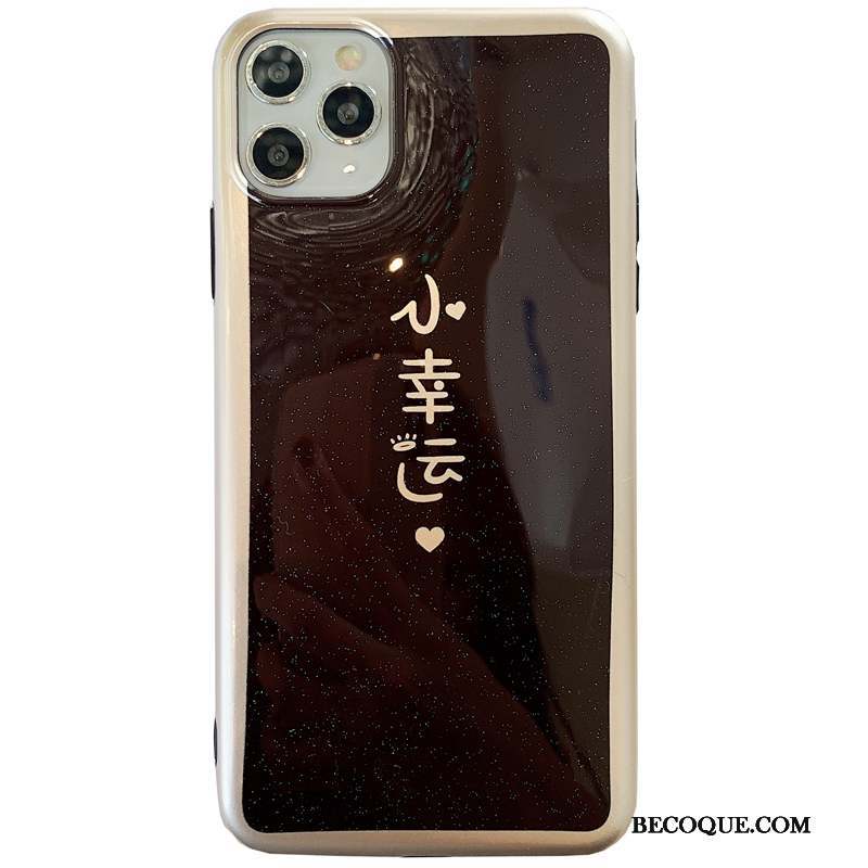 iPhone 11 Pro Coque Personnalité Luxe Incassable Noir Marque De Tendance Rose