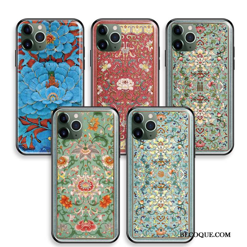 iPhone 11 Pro Coque Personnalité Protection Marque De Tendance Vintage Style Chinois Pivoine