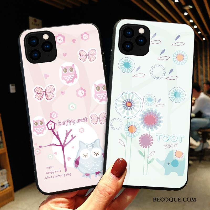 iPhone 11 Pro Coque Petit Tout Compris Art Verre Amoureux Rose