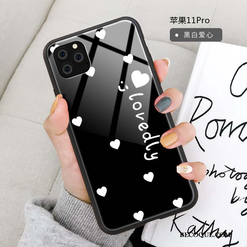 iPhone 11 Pro Coque Protection Marque De Tendance Points Miroir Noir Silicone