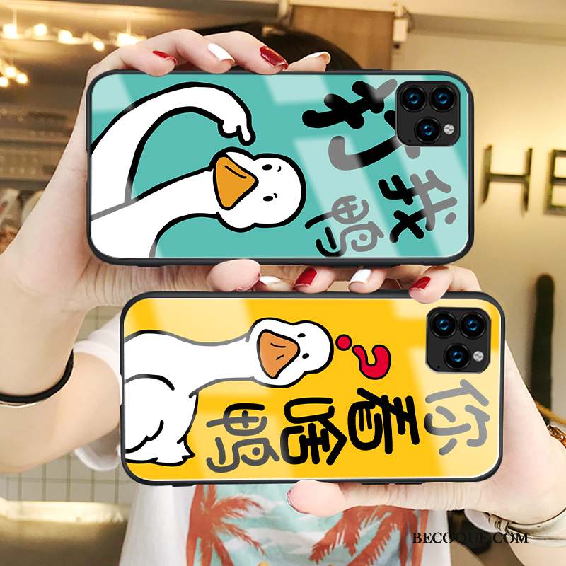 iPhone 11 Pro Coque Tendance Verre Silicone Amoureux Fluide Doux Charmant