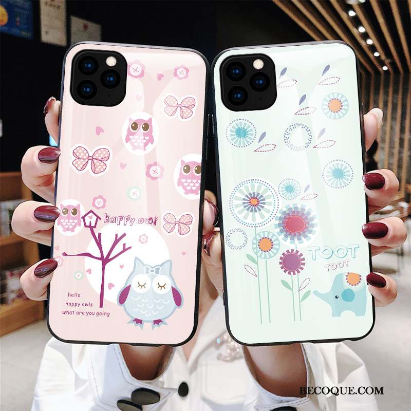 iPhone 11 Pro Dessin Animé Rose Coque De Téléphone Incassable Marque De Tendance Verre