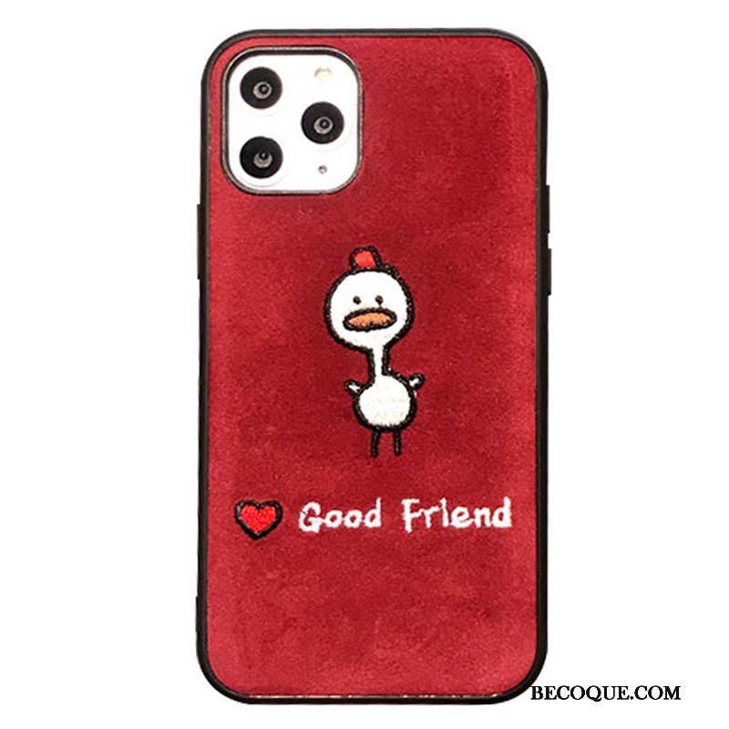 iPhone 11 Pro Max Coque Difficile Flanelle Rouge Tout Compris Étui Dessin Animé